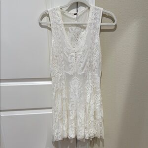 Free People White Lace Mini Dress